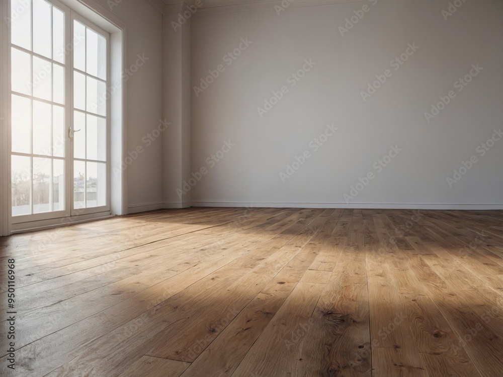 Bright empty room with wooden flooring and white walls. Bright empty room with wooden flooring and white walls.