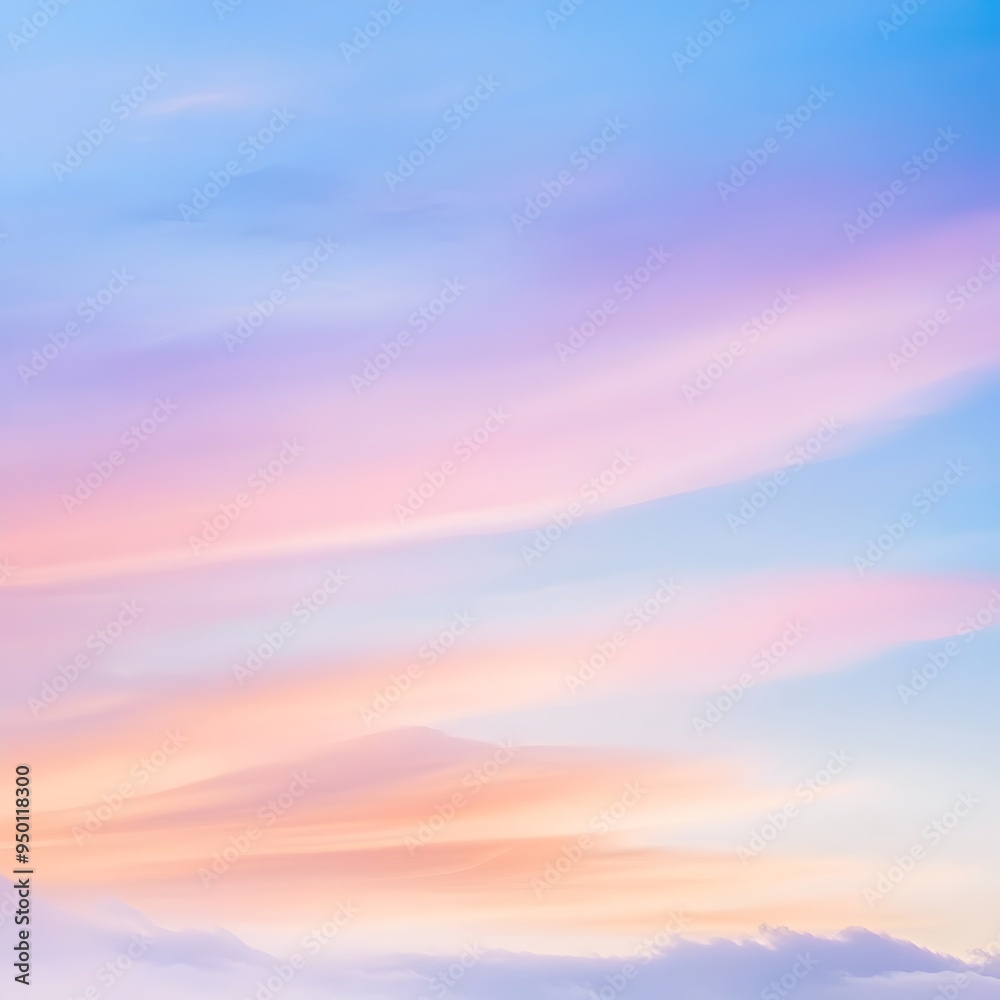Obraz premium Ethereal Sunrise Skyscape with Radiant Pastel Hues and Warm Glow Across Minimalist Landscape