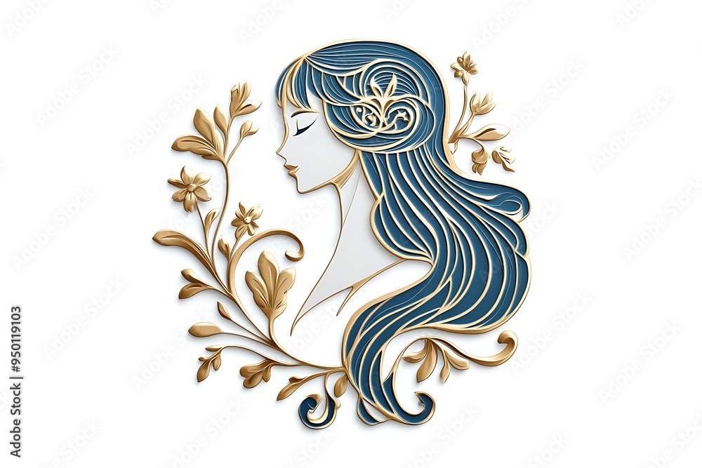 Delicate Virgo Symbol Enveloped in Floral Elegance on White Background Delicate Virgo Symbol Enveloped in Floral Elegance on White Background