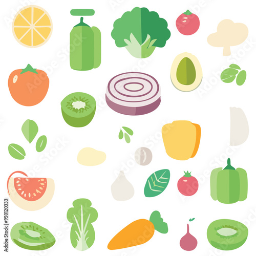 Collection of food, vector illustration.