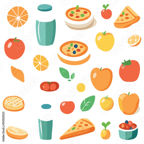 Collection of food, vector illustration.