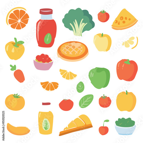 Collection of food, vector illustration.