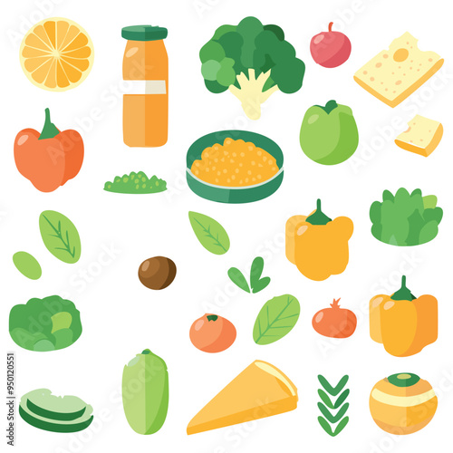 Collection of food, vector illustration.