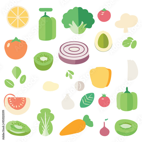 Collection of food, vector illustration.