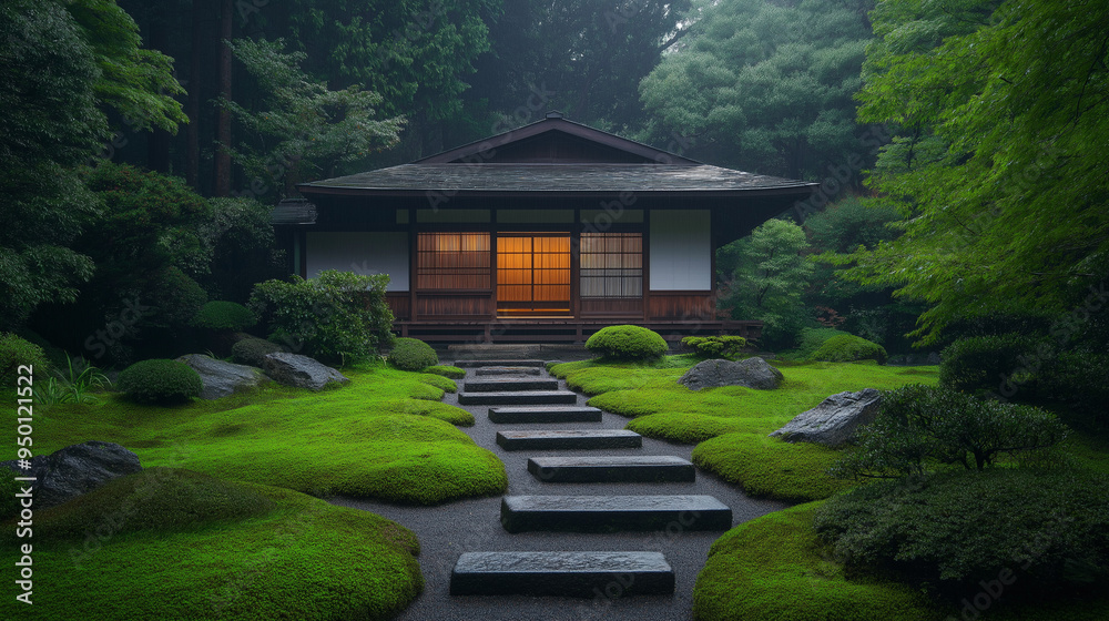 Obraz premium Traditional wooden Japanese house