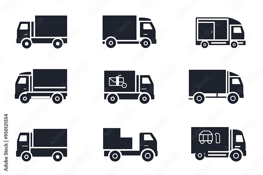 Quick Delivery Black Vector Icons Collection on White Background for Fast Shipping Concepts Quick Delivery Black Vector Icons Collection on White Background for Fast Shipping Concepts