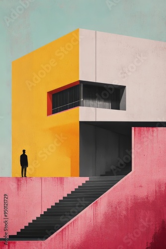 Architecture Illustration in Minimalist Style with Eiko Ojala and Bauhaus Influence photo