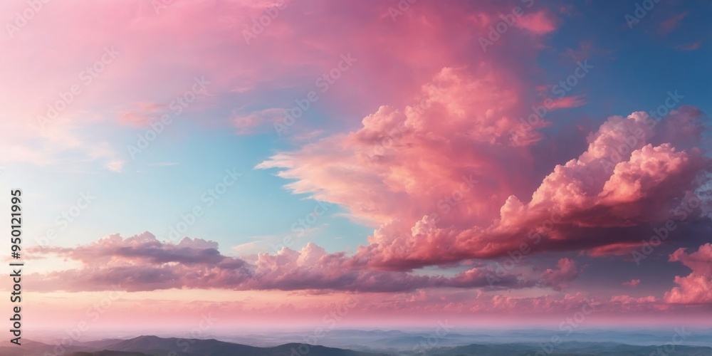 panorama of the morning sky using pink clouds. panorama of the morning sky using pink clouds.
