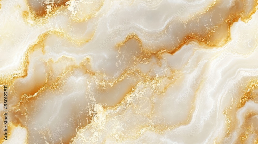 Seamless marble pattern in pale gold with white streaks, [Abstract Background Marble], [Elegant and soft]