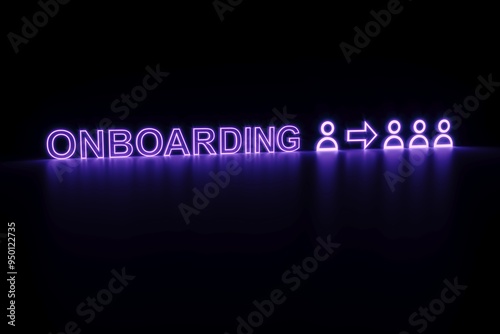 ONBOARDING neon concept self illumination background 3D illustration