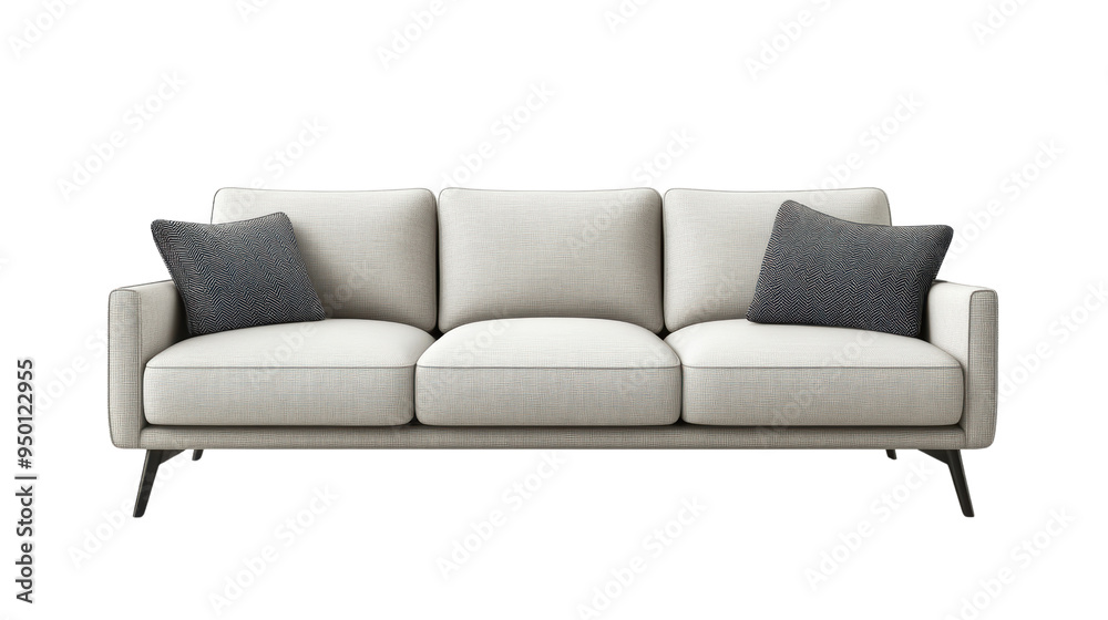 Fototapeta premium A modern, comfortable sofa with soft, inviting cushions, perfect for relaxing after a long day. 