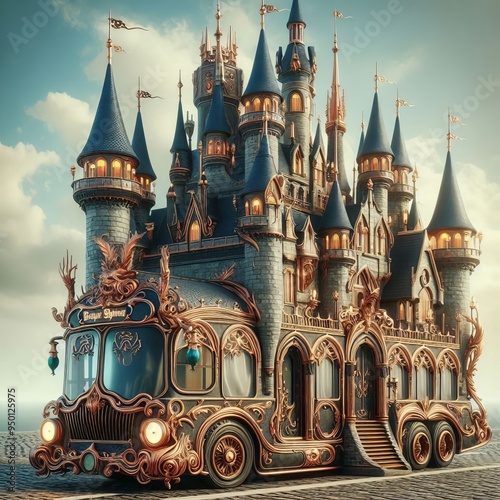 123 Fantasy Castle Trolleybus Designed like a moving castle with photo