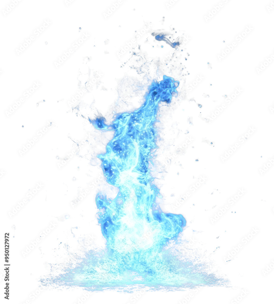 Obraz premium PNG Mystical blue flame with sparks