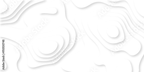 Abstract luxury white modern 3d papercut, topography map circle and wave line smooth multilayer pattern. vector white art papercut design Topographic geometric map relief texture with curved layers.