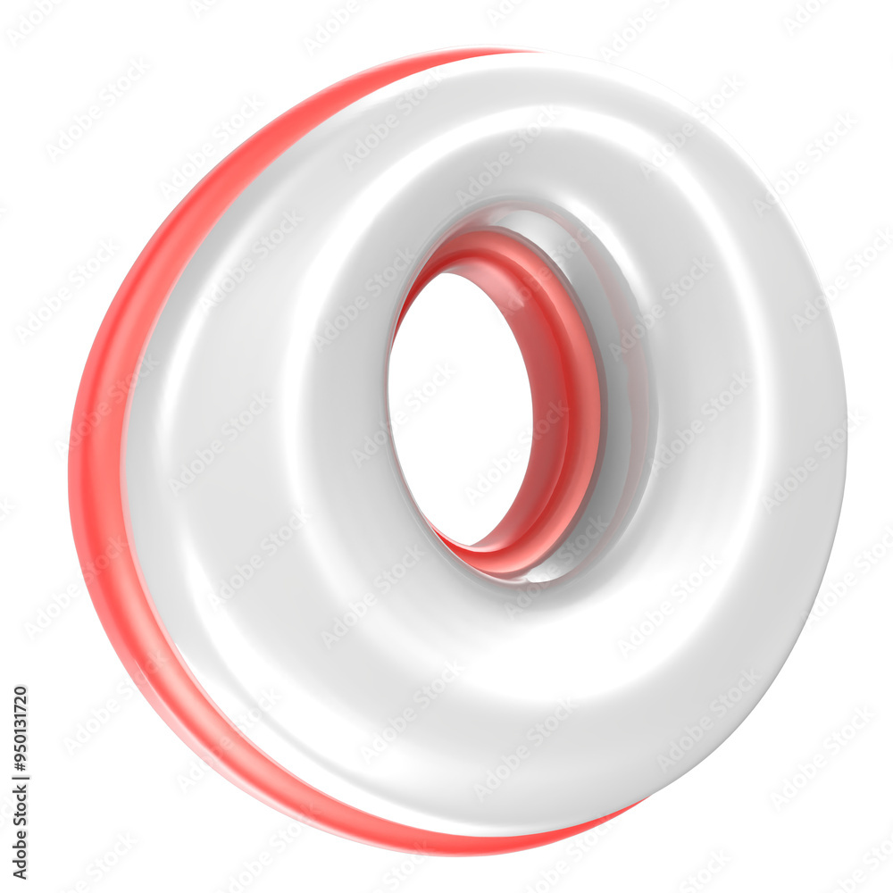 O Font Red And White 3D Rendering O Font Red And White 3D Rendering