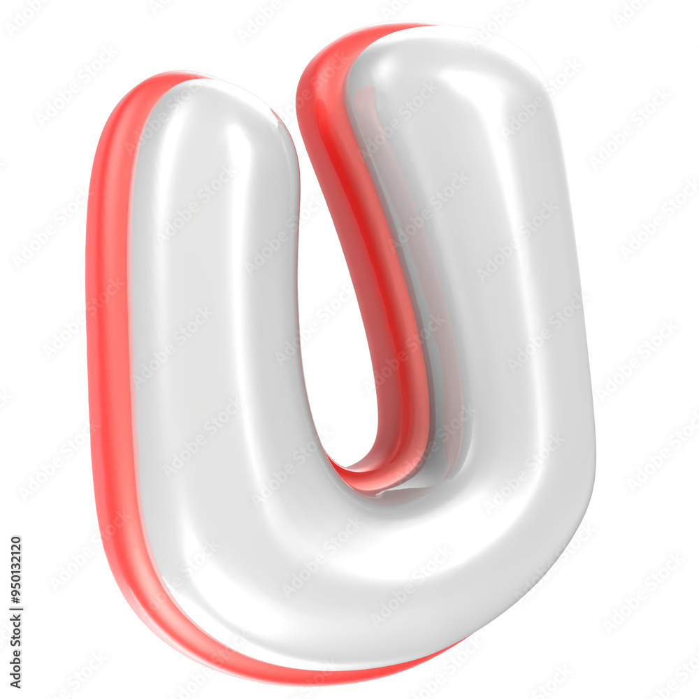 U Font Red And White 3D Rendering U Font Red And White 3D Rendering