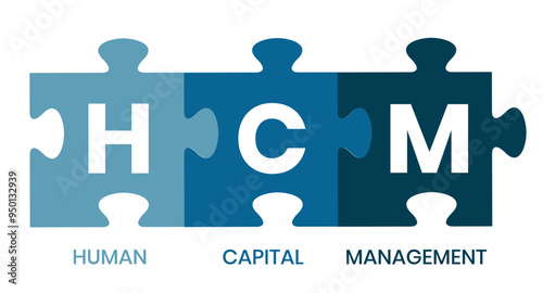 HCM - Human Capital Management acronym. business concept background. Vector illustration for website banner, marketing materials, business presentation, online advertising