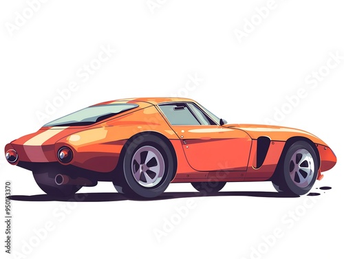 retro sport car illustration clipart isolated on white. AI generated