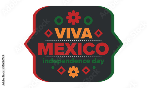 Viva Mexico. Mexican Independence Day. Happy holiday. Celebrate annual in September 16. Freedom day. Patriotic mexican design. Poster, card, banner, template, background. Vector illustration