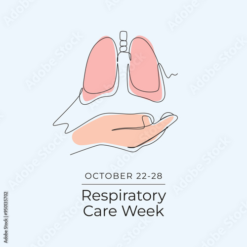 Respiratory Care Week vector design template good for celebration usage. Respiratory Care Week design. Continuous line drawing. eps 10.
