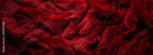 Velvet Nightfall Aerial Perspective of Luxurious Crimson Fur in Subtle Dim Lighting photo