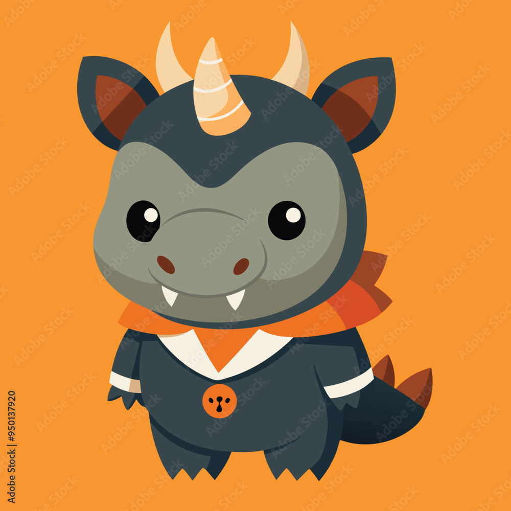 cute rhino use halloween costume vector isolated