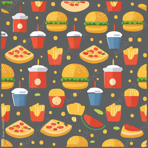 Collection of fast food. vector illustration.