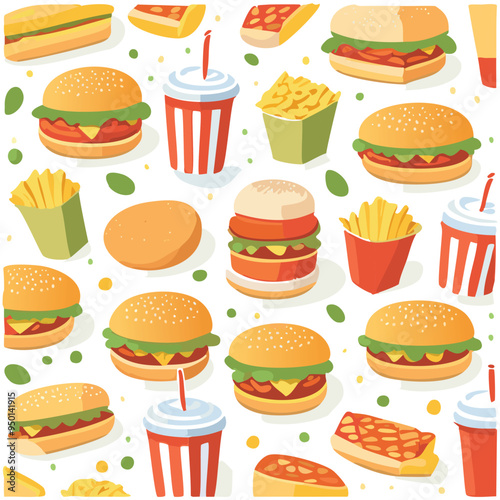 Collection of fast food. vector illustration.