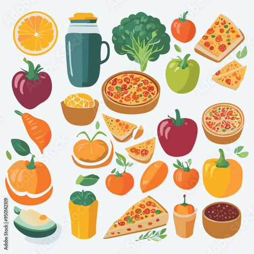 Collection of fast food. vector illustration.