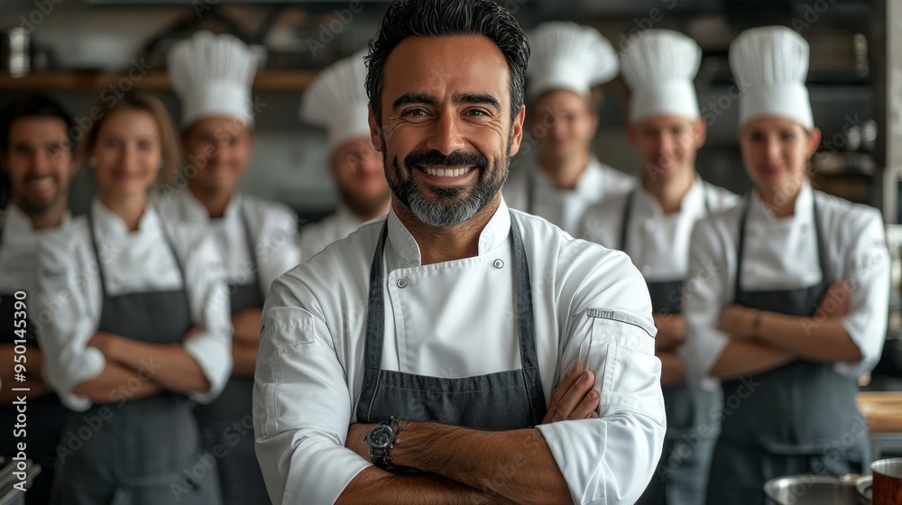 A group of chefs are smiling for the camera A group of chefs are smiling for the camera
