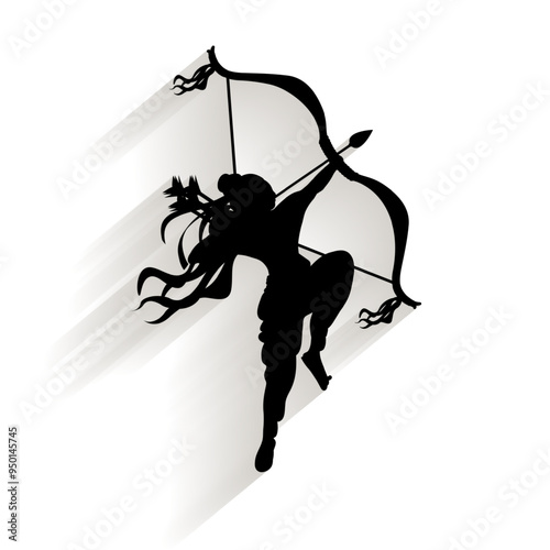 Vector illustration of lord Ram silhouette on transparent background