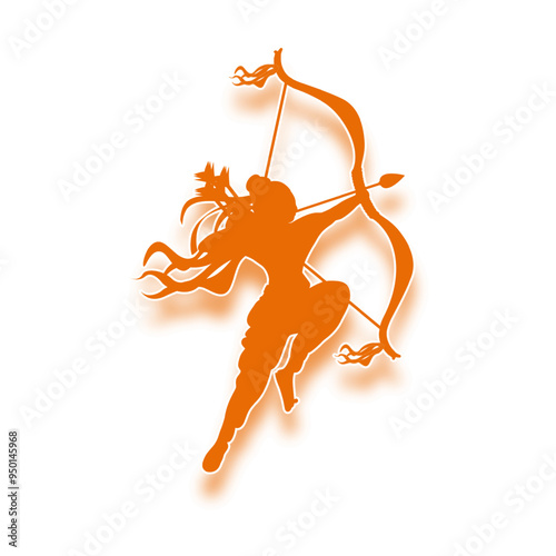Vector illustration of lord Ram silhouette on transparent background