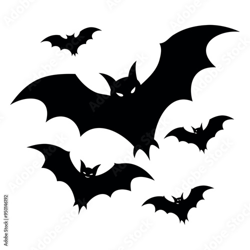 Halloween bats silhouette isolated on a white background, Halloween Vector illustration