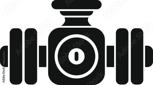 Black silhouette icon of a dumbbell and a water cooler, concept of gym equipment