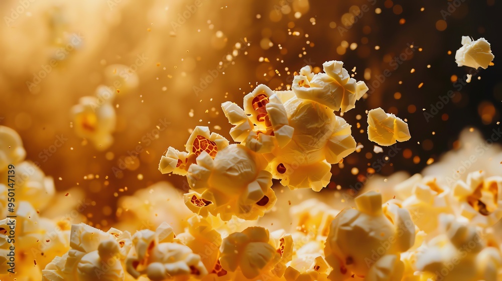 Popcorn popping in a pan with a warm glow. Popcorn popping in a pan with a warm glow.