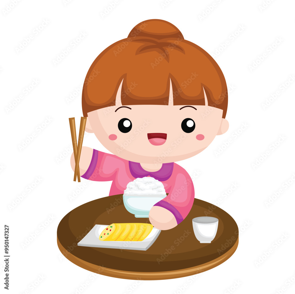 Kids Activity Eating Lunch Dinner Breakfast Girl Cartoon Illustration Vector Clipart Sticker Decoration Background Kids Activity Eating Lunch Dinner Breakfast Girl Cartoon Illustration Vector Clipart Sticker Decoration Background