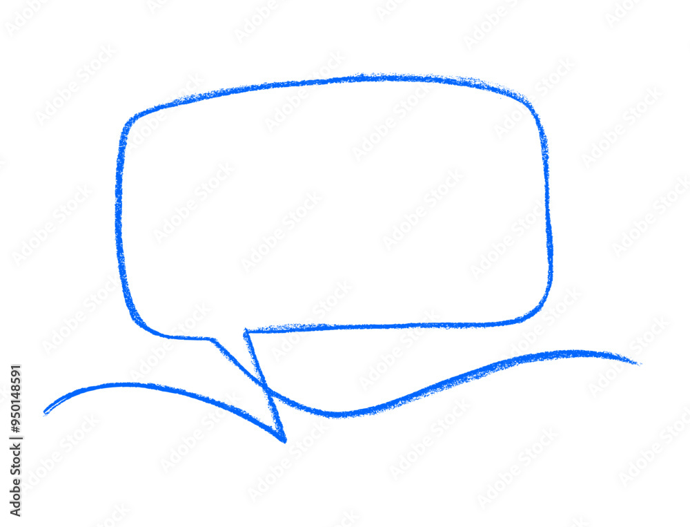 Fototapeta premium Speech Bubble Swirl One Line Crayon Chalk Drawing Vector