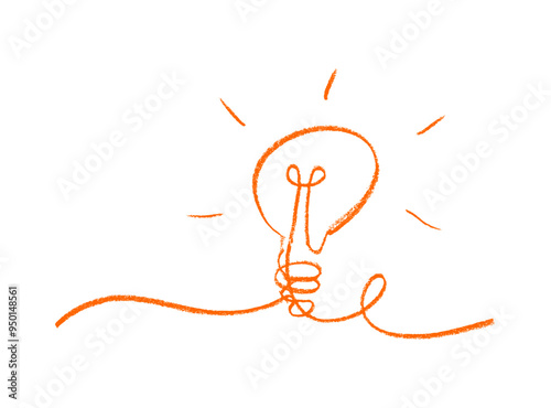 Light Bulb Swirl One Line Crayon Chalk Drawing Vector