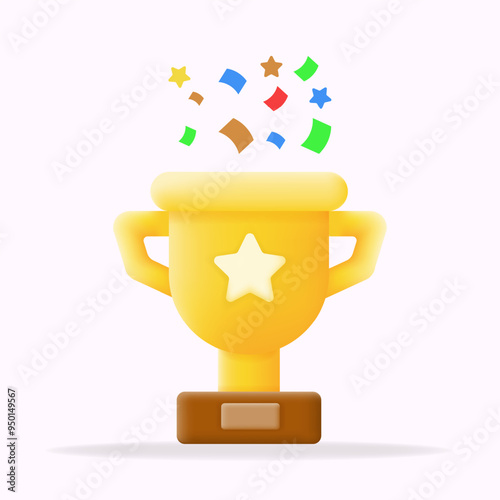 vector icon illustration Golden trophy with confetti. celebrating achievements, awards, and success in sports, education, or business