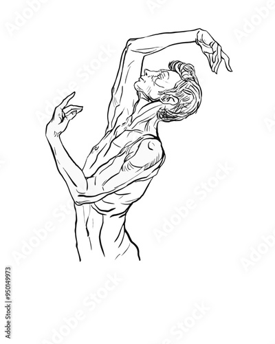 Elegant guy, black and white decorative, dancer guy and aesthetics of male sophistication
