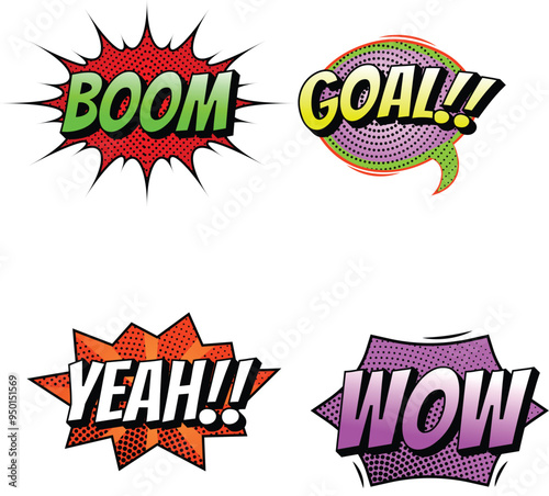 Comic burst text balloons flat icon collection