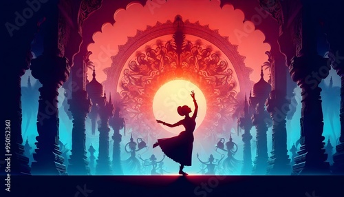 scenic view of a silhouette of a classical dancer performing in a theatre