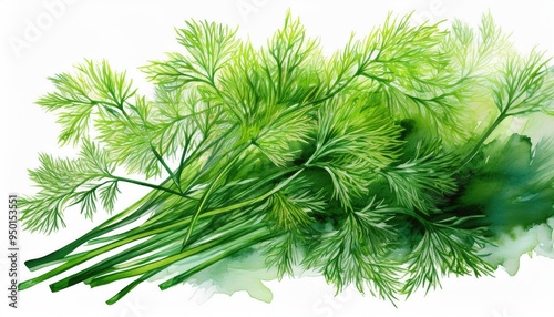 Vibrant green dill herb with delicate, feathery leaves, perfect for enhancing culinary dishes and adding fresh flavors.