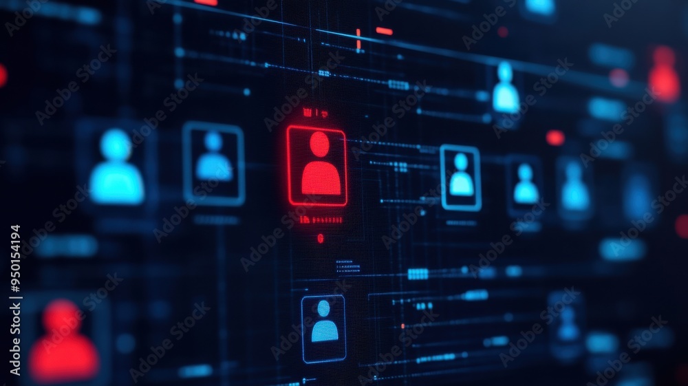 Modern digital interface showcasing user profiles with connections, symbolizing networking and social media interactions. Modern digital interface showcasing user profiles with connections, symbolizing networking and social media interactions.