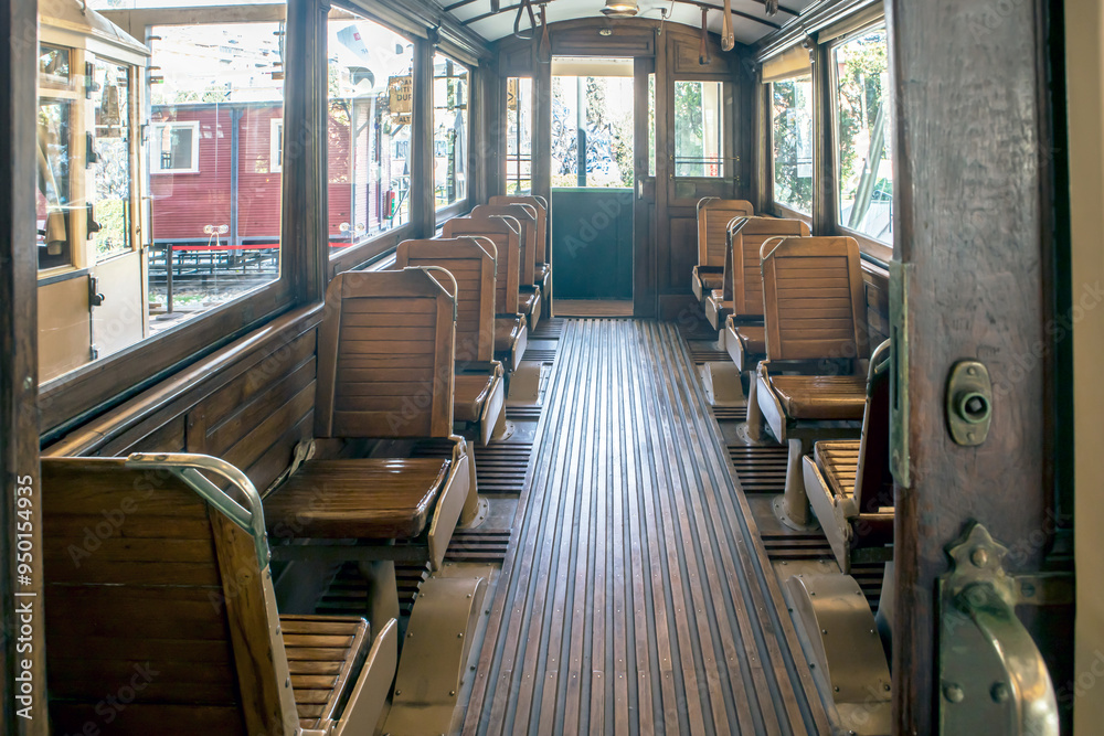 interior of an old tram