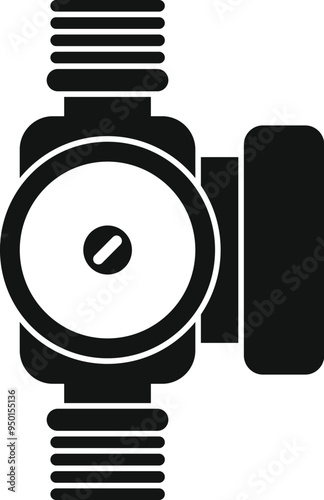 This black and white vector icon represents an electric water pump, ideal for illustrating concepts related to plumbing, water circulation, and industrial equipment
