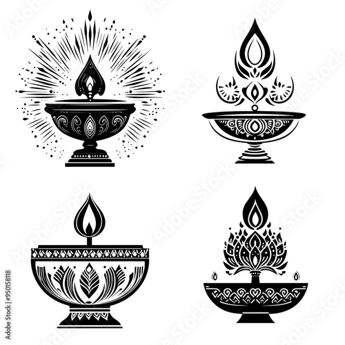 diwali, black and white illustration vector about diwali day