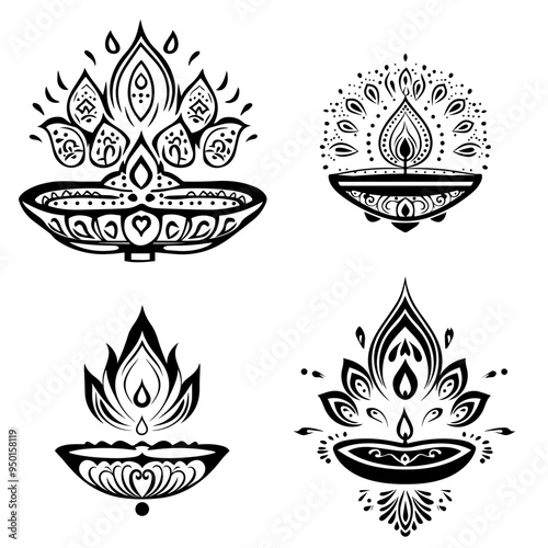 diwali, black and white illustration vector about diwali day