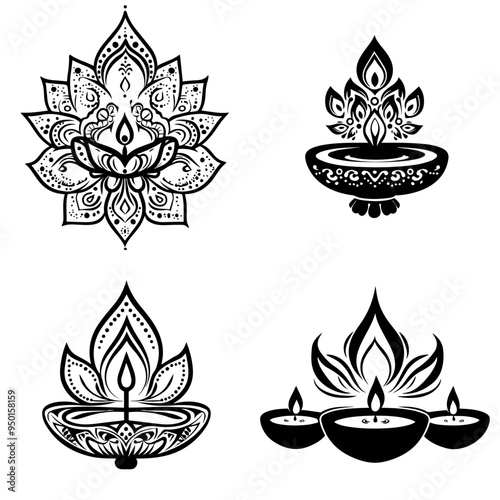 diwali, black and white illustration vector about diwali day