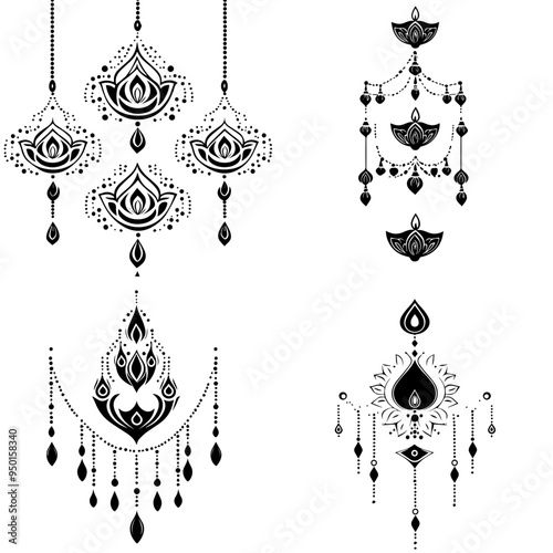 diwali, black and white illustration vector about diwali day